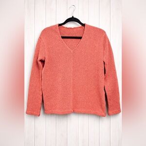 Zara V-Neck Sweater in Warm Coral